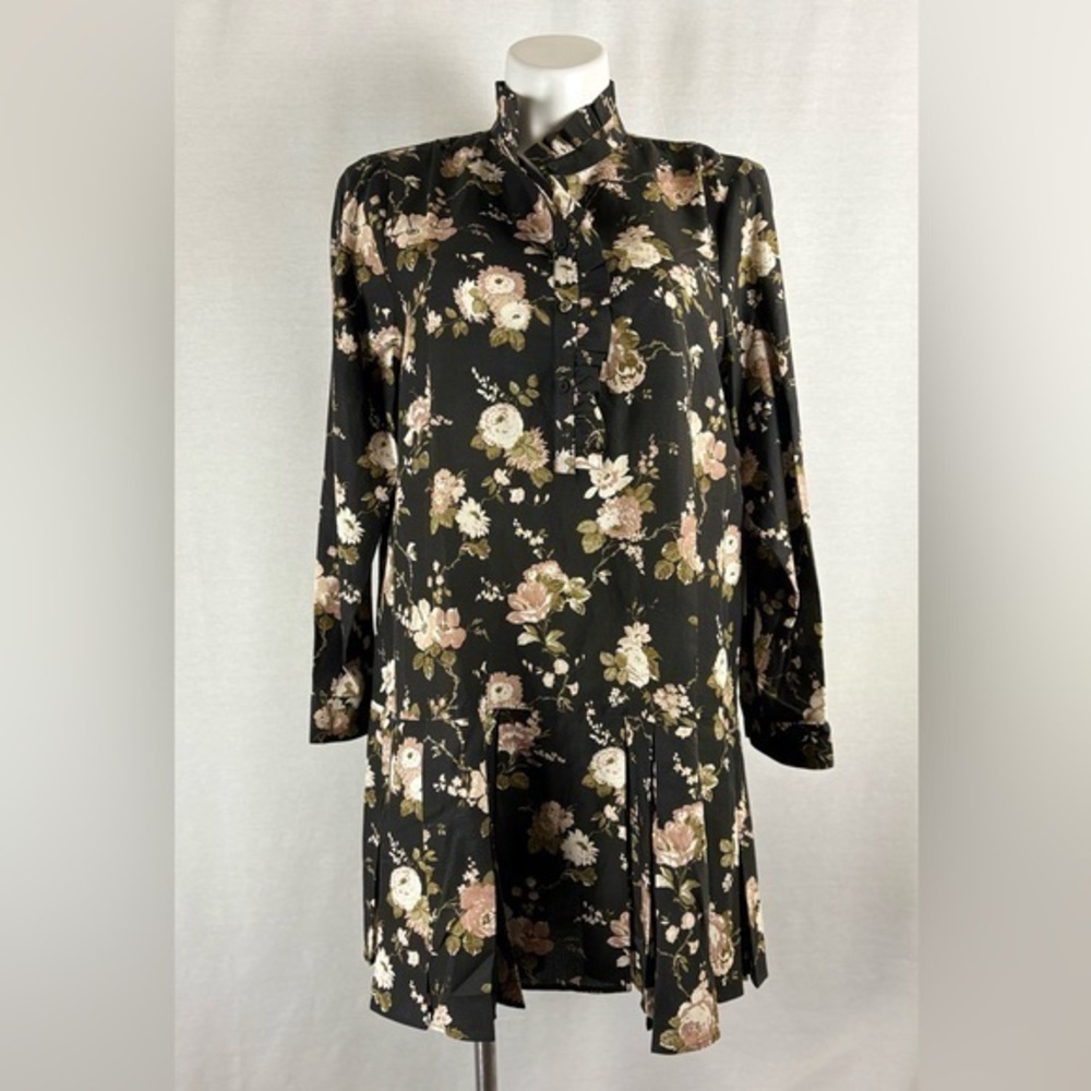 Tuckernuck Black and Cream Floral Long Sleeve Dress